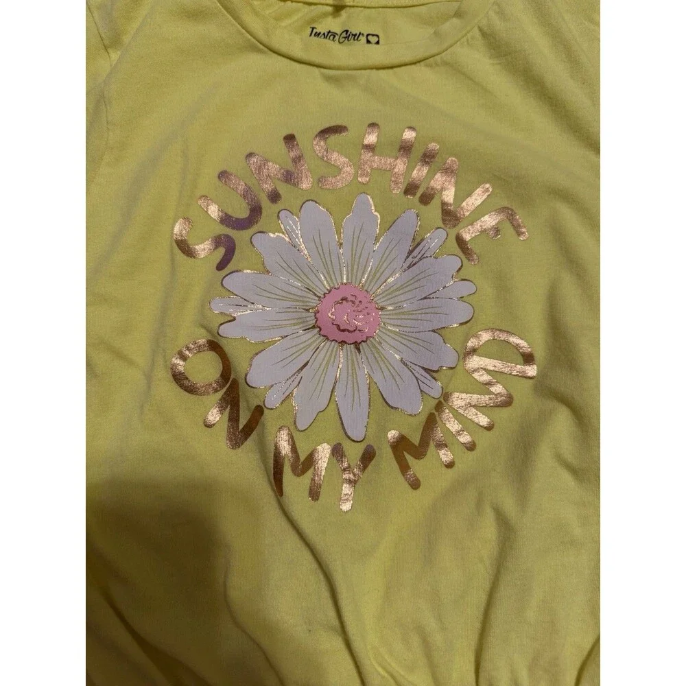 Insta Girl & Little Lass Girls 2pc Yellow Floral Dress + Tee Set Size 6 S 7/8